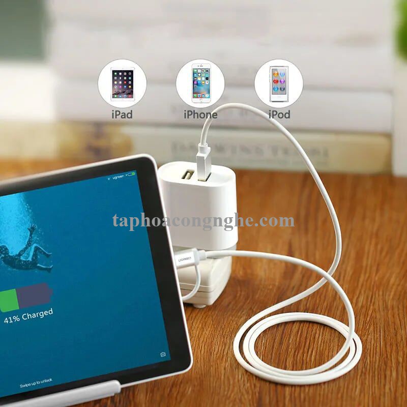 Ugreen 30891 0.5M màu Đen Cáp sạc đa năng USB sang MicroUSB + Lightning US165 30030891